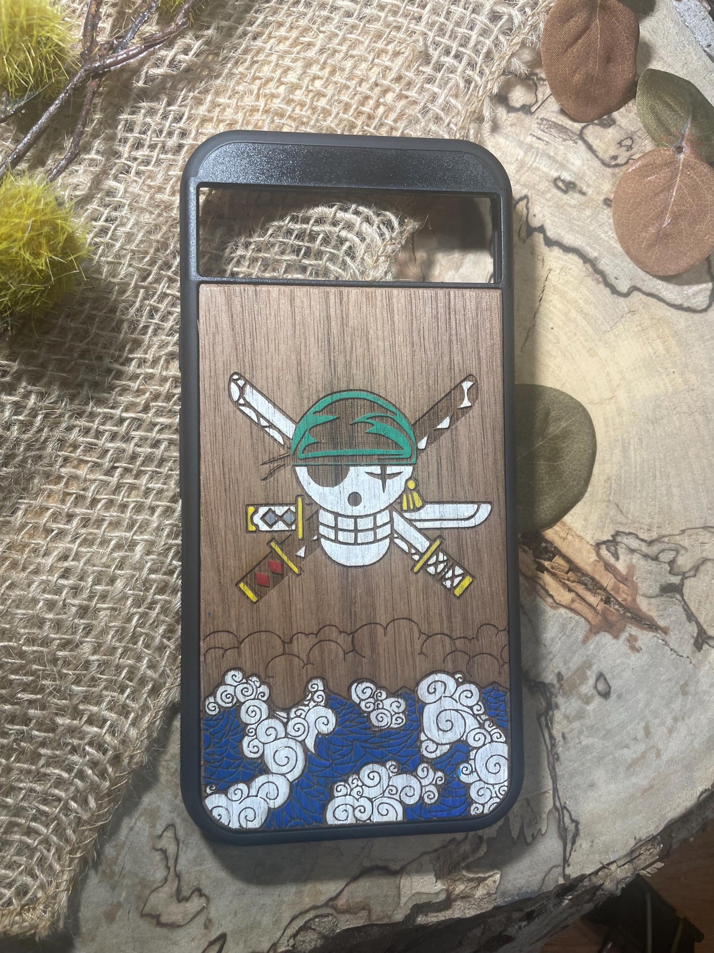 Japanese anime  handpainted wood phone case SHOP APP