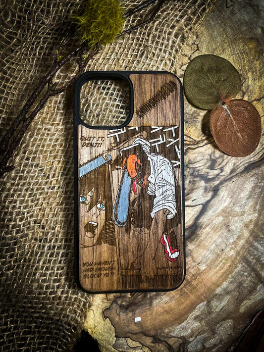 Chainsaw Warrior Wood Phone Case SHOP APP