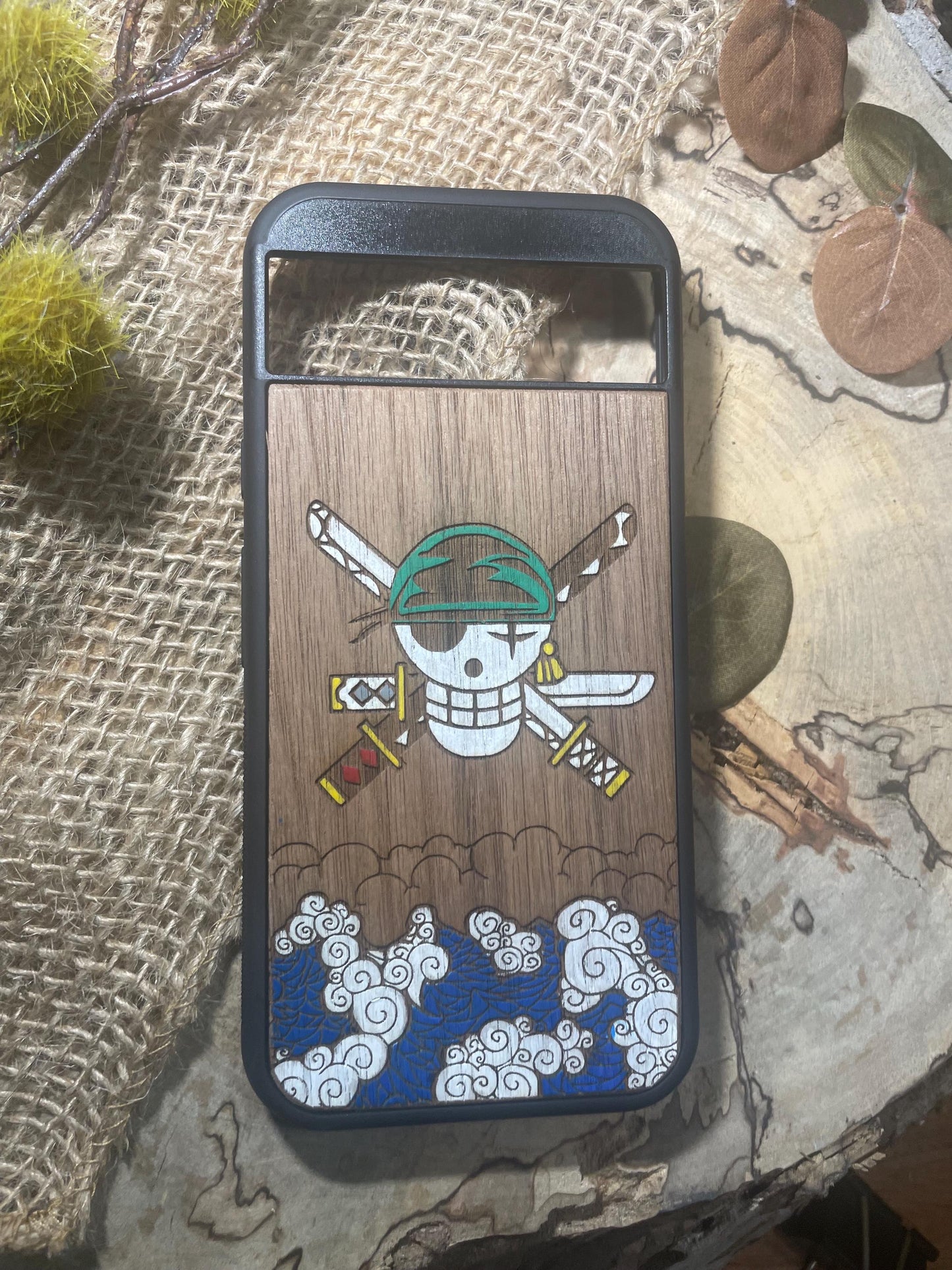 Japanese anime  handpainted wood phone case