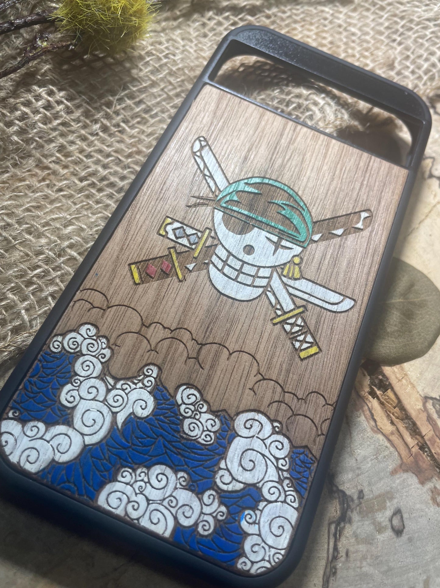 Japanese anime  handpainted wood phone case