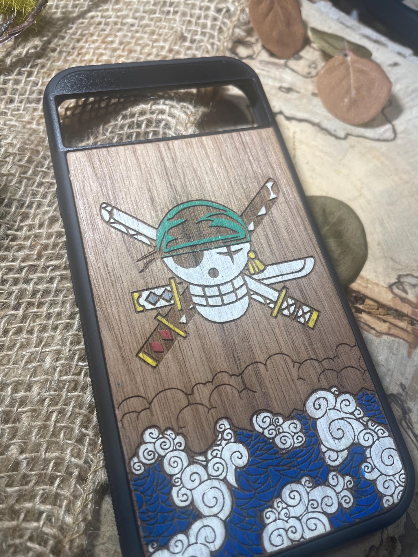 Japanese anime  handpainted wood phone case