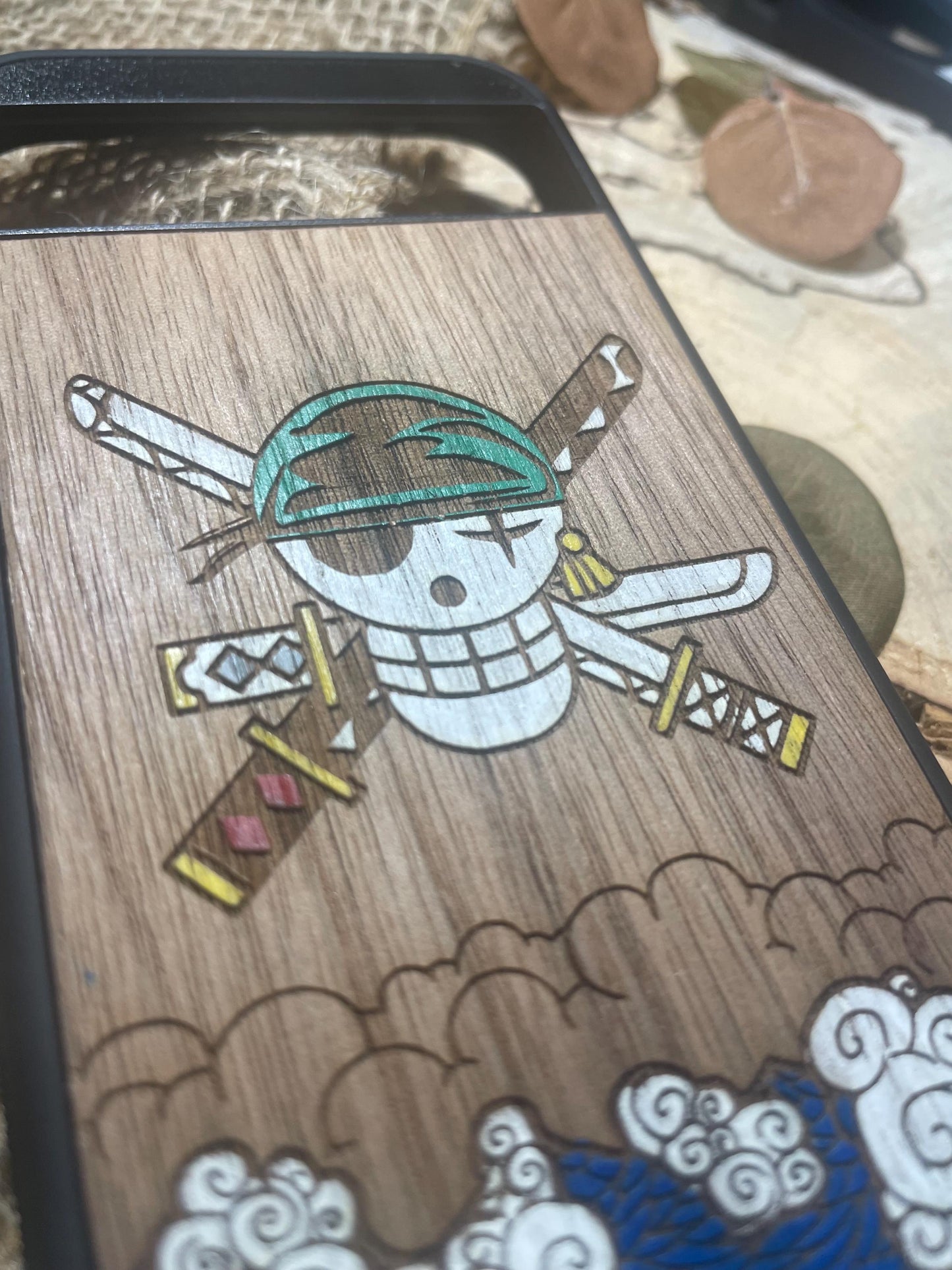 Japanese anime  handpainted wood phone case