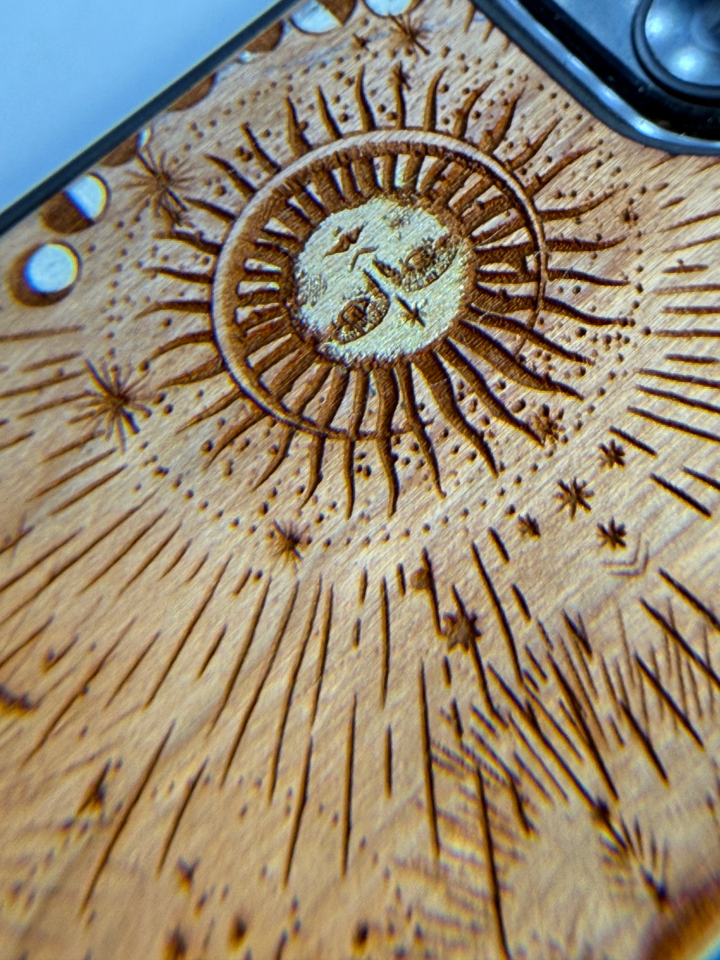 Moon and Sun wood phone case