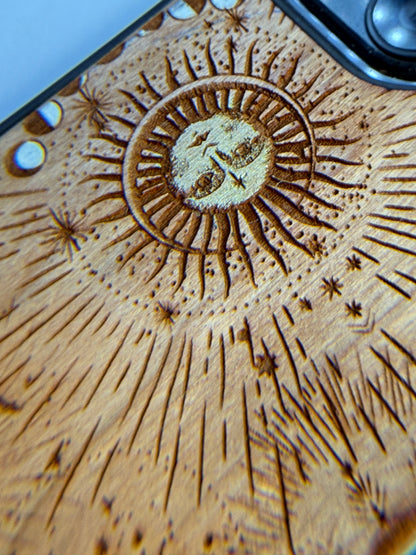 Moon and Sun wood phone case
